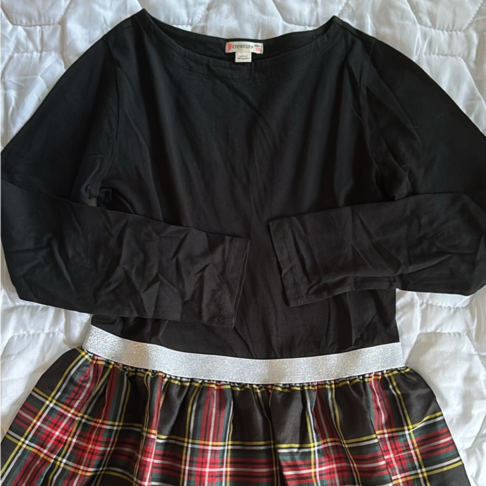 J. Crew. - Crewcuts - Girls Holiday Black/Tartan Dress - Size Girls 10
